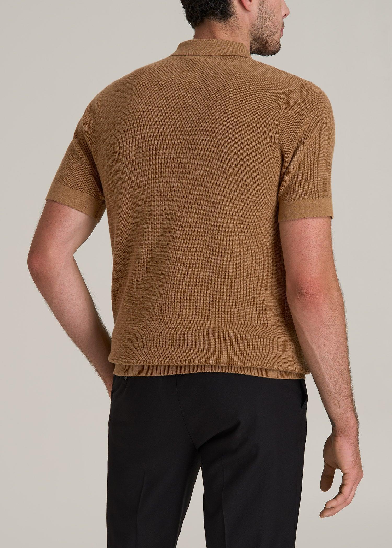 Purl Knit Tall Men's Polo Sweater in Camel Product Image