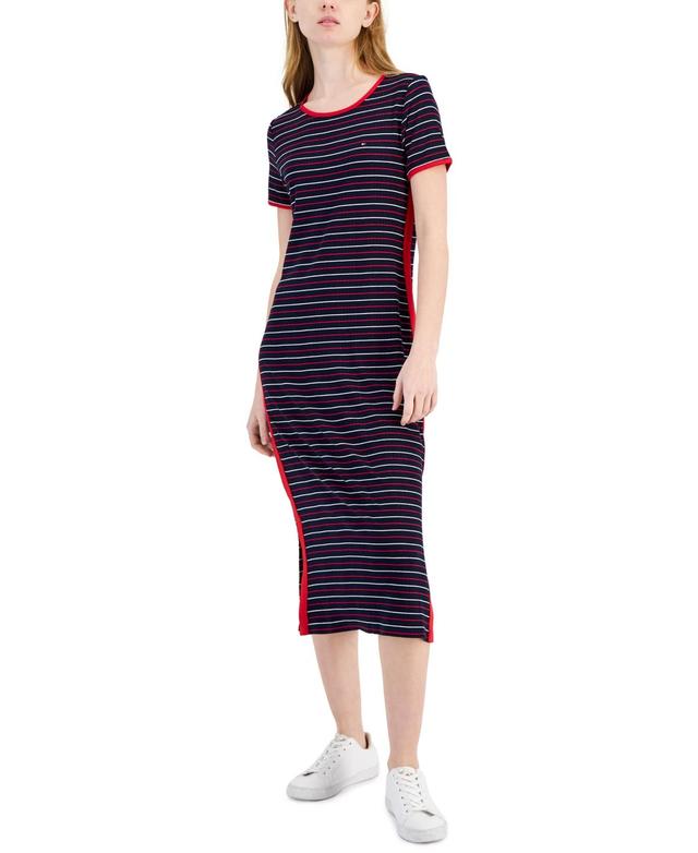 Women's Striped Ribbed Midi Dress Product Image