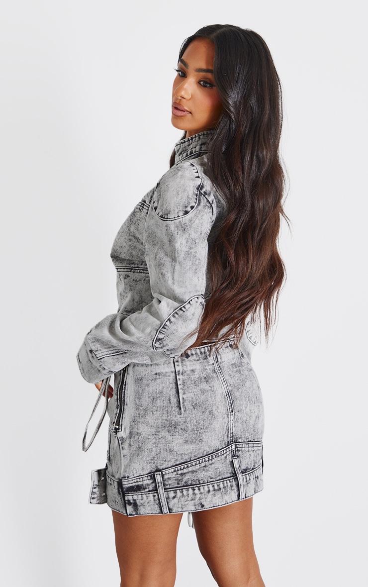 Petite Washed Grey Denim Fitted Jacket Product Image