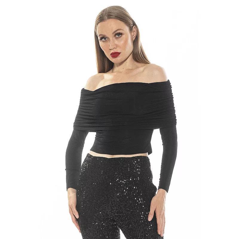 Women's ALEXIA ADMOR Hannah Off The Shoulder Long Sleeve Knit Top, Size: XS, Black Product Image