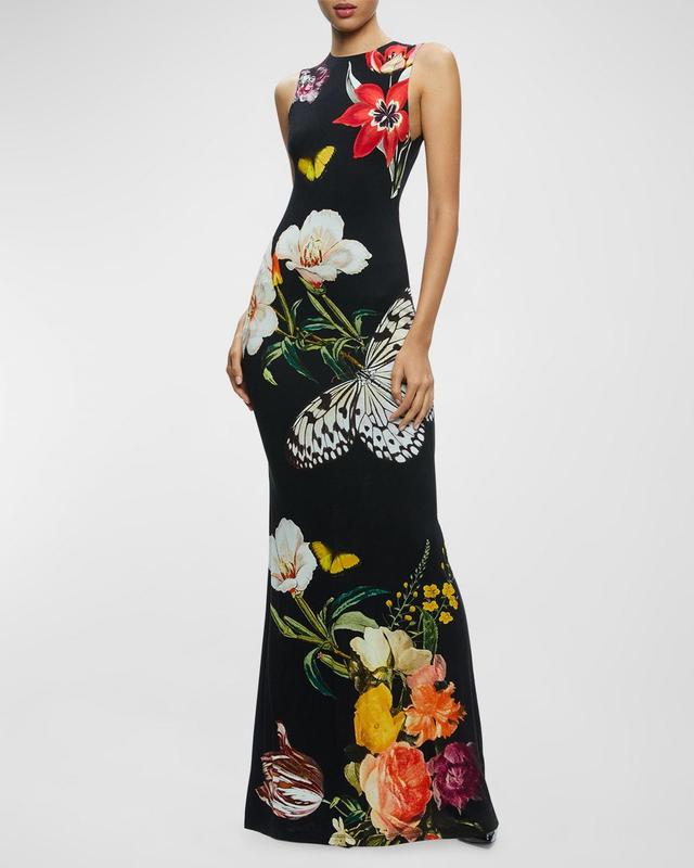 Alice and Olivia Delora Floral Print Sleeveless Gown Product Image