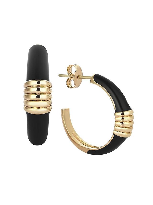 Womens Connected Torque 14K Yellow Gold & Enamel Hoop Earrings Product Image