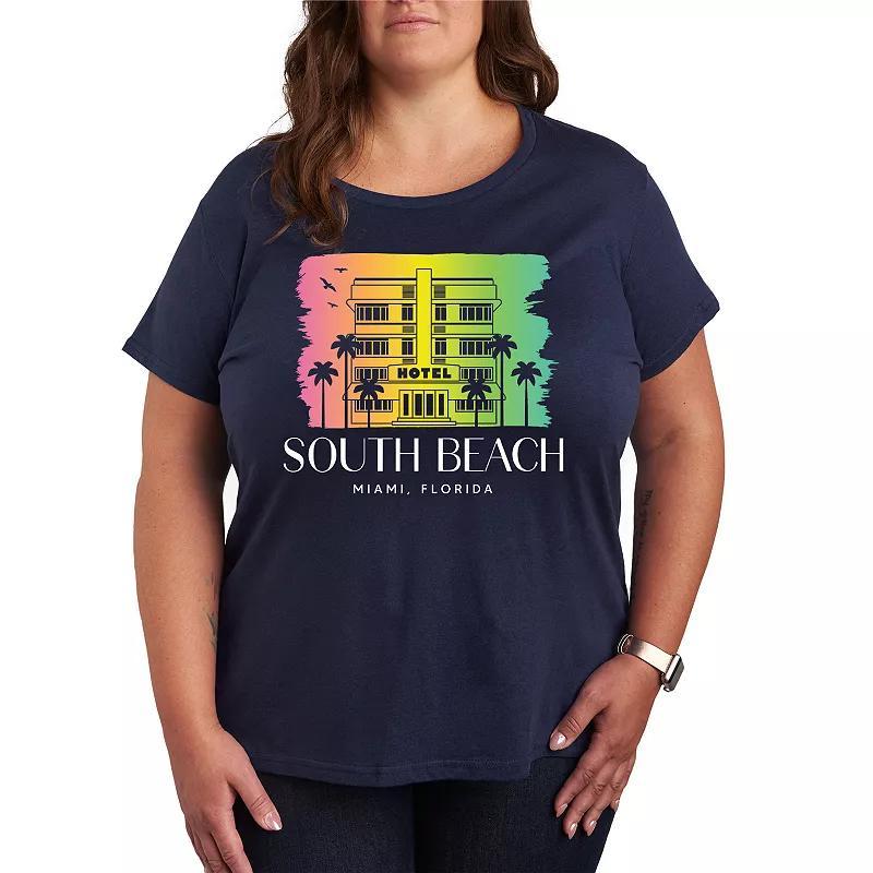 Plus South Beach Florida Graphic Tee, Womens Blue Product Image