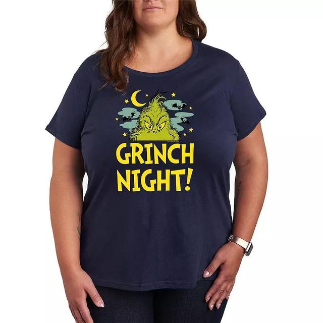 Plus Size Dr. Seuss Grinch Night Halloween Graphic Tee, Womens Blue Product Image