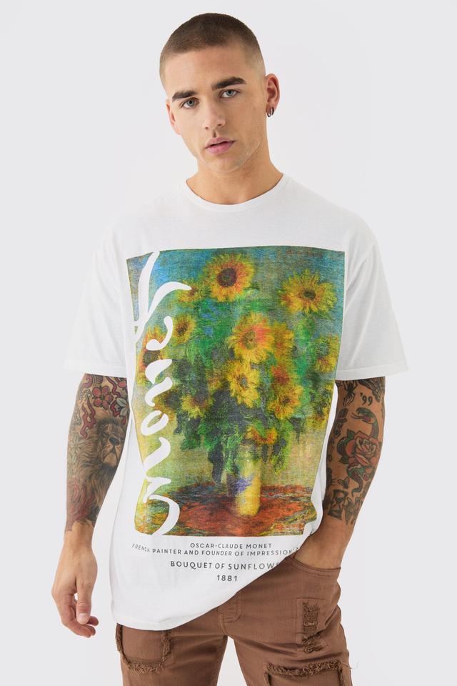 Oversized Monet Sunflower License T-shirt | boohooMAN USA Product Image