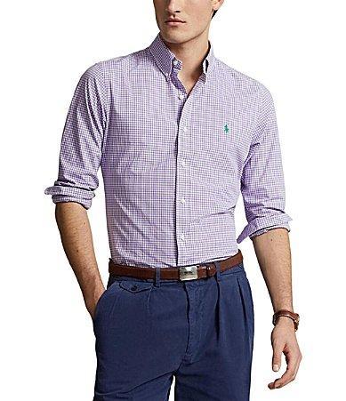 Polo Ralph Lauren Mens Classic-Fit Gingham Stretch Poplin Shirt - Lavender Product Image