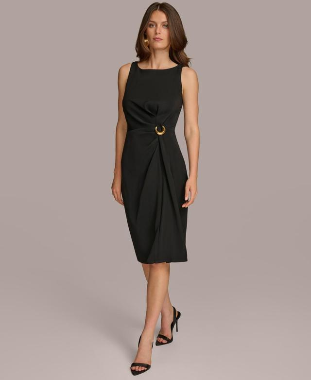 Donna Karan Womens Side-Ruched Sleeveless Dress Product Image