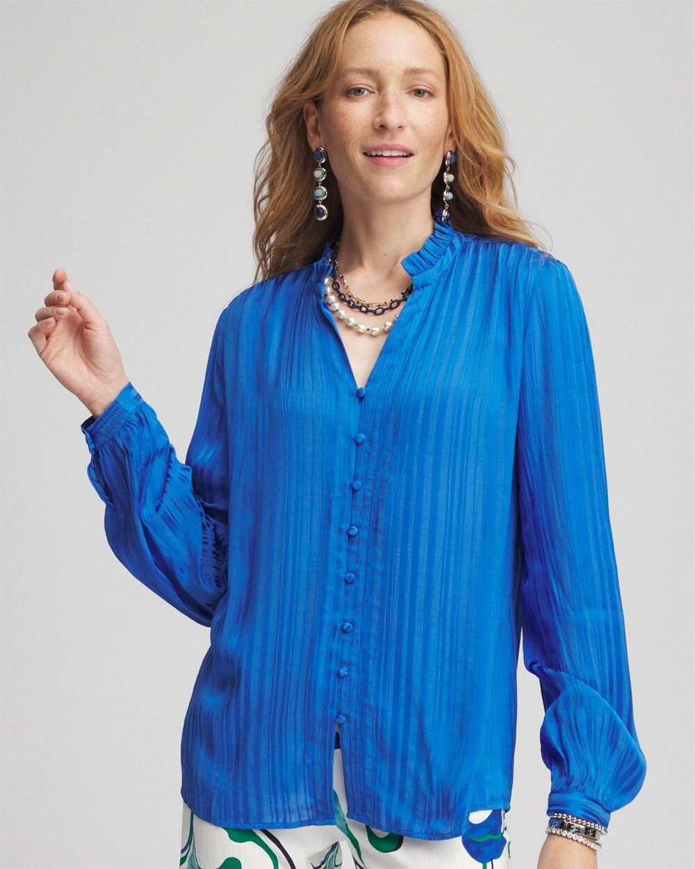 Women's Georgette Ruffle-neck Blouse Product Image