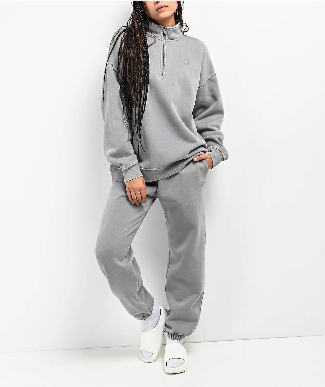 Ninth Hall Fundamentals Sibyl Grey Mineral Wash Relaxed Sweatpants Product Image