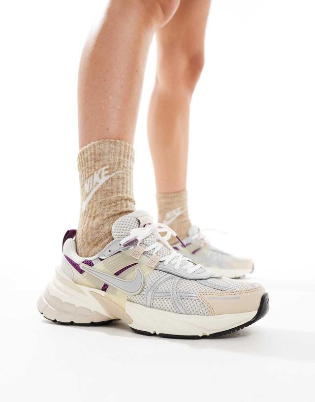 Nike V2K Run sneakers in beige and silver  Product Image