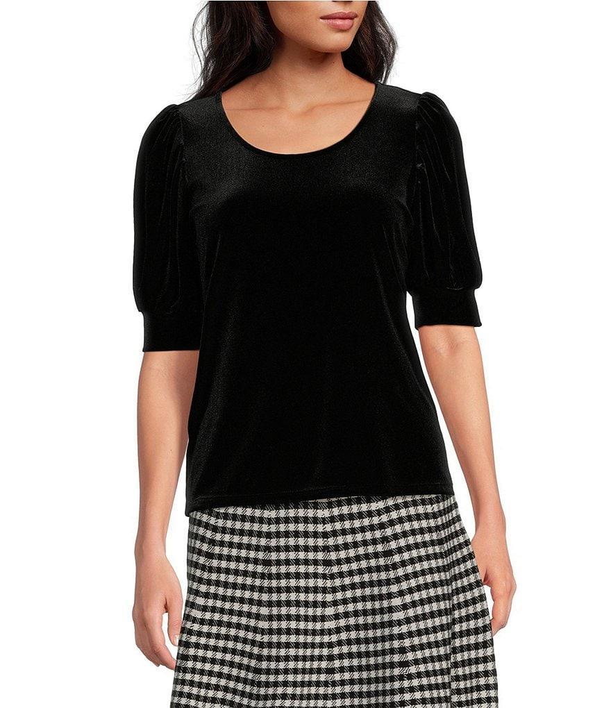 CeCe Velvet Crew Neck Short Sleeve Blouse product image