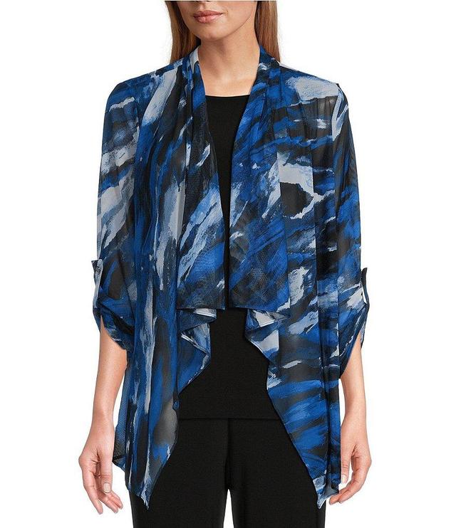 Investments Soft Separates Mesh Open Drape Front Long Roll-Tab Sleeve Coordinating Cardigan Product Image