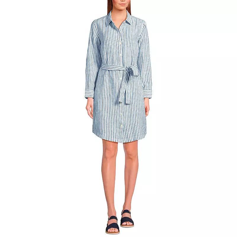 Womens Lands End Linen Button Front Shirt Dress Product Image