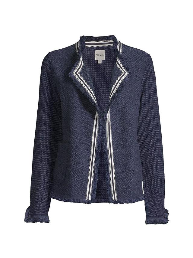 NIC+ZOE Ribbon Trim Fringe Mix Knit Jacket Product Image