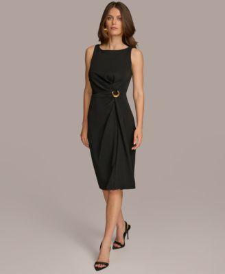 Donna Karan Womens Side-Ruched Sleeveless Dress Product Image