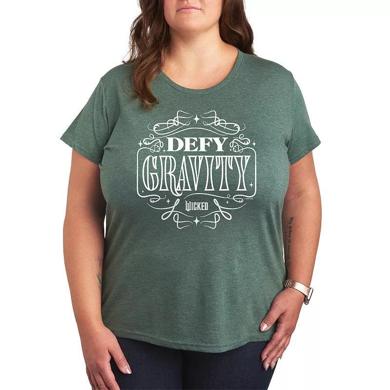 Plus Size Wicked Defy Gravity Tee, Womens Grey Green Product Image