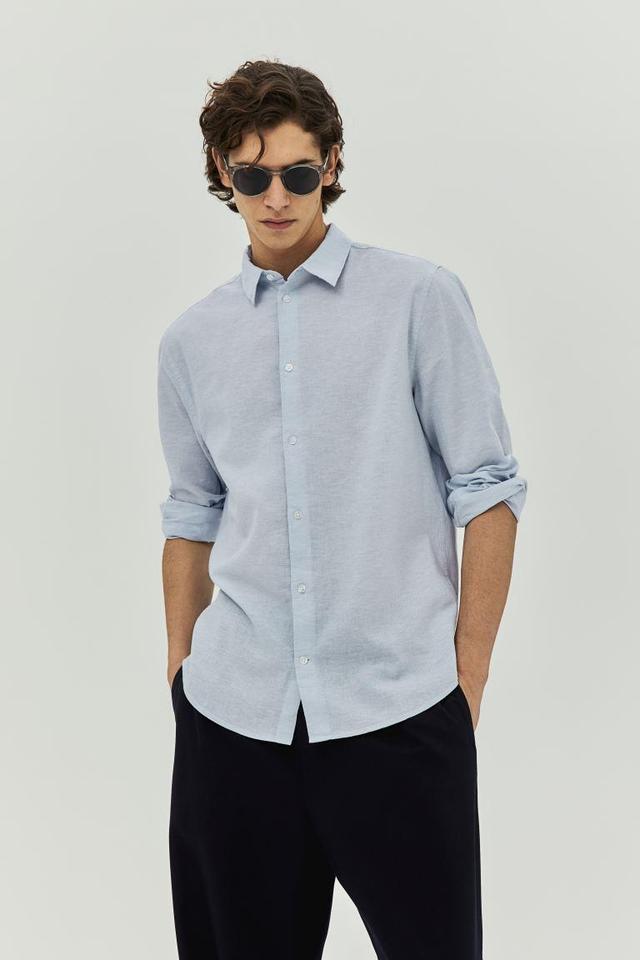 Regular Fit Linen-Blend Shirt Product Image