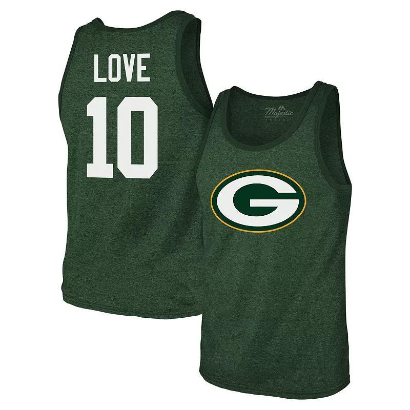 Mens Majestic Threads Jordan Love Bay Packers Tri-Blend Player Name & Number Tank Top Product Image