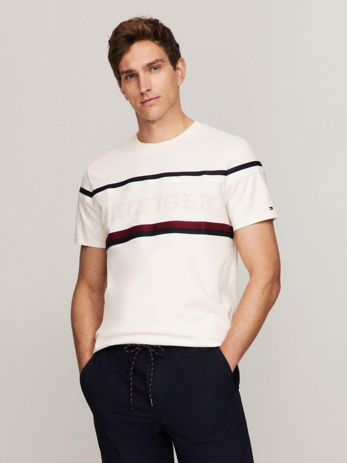 Tommy Hilfiger Men's Stripe Hilfiger Monotype T-Shirt Product Image