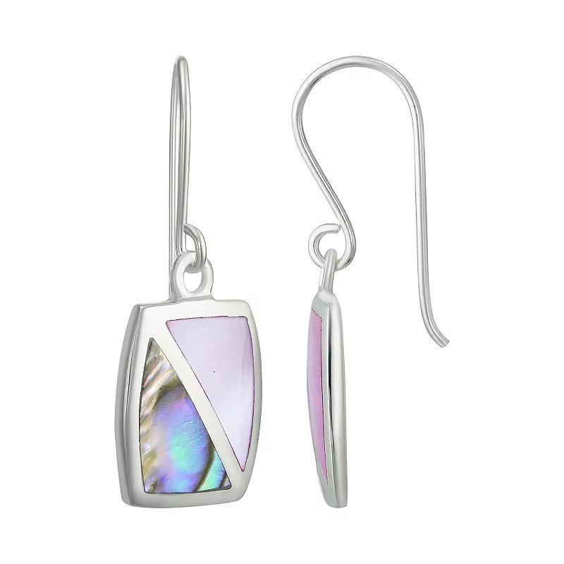 Sterling Silver Abalone & Purple Shell Dangle Earrings, Womens Product Image