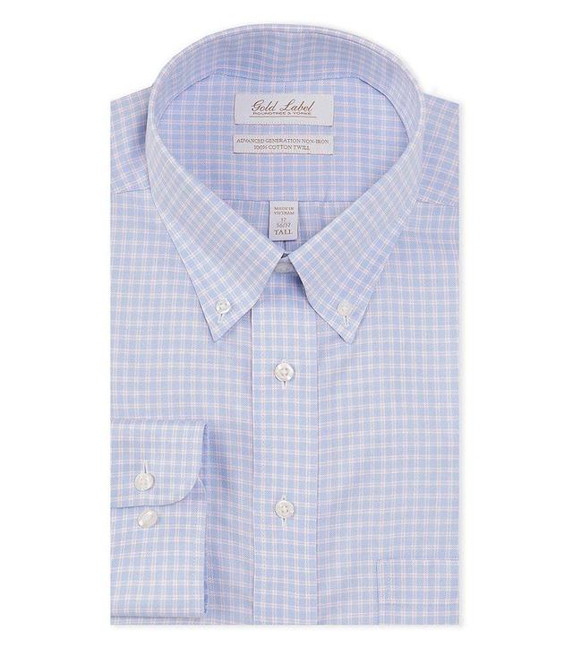 Gold Label Roundtree & Yorke Big & Tall Fitted Non-Iron Button-Down Collar Grid Checked Dress Shirt Product Image