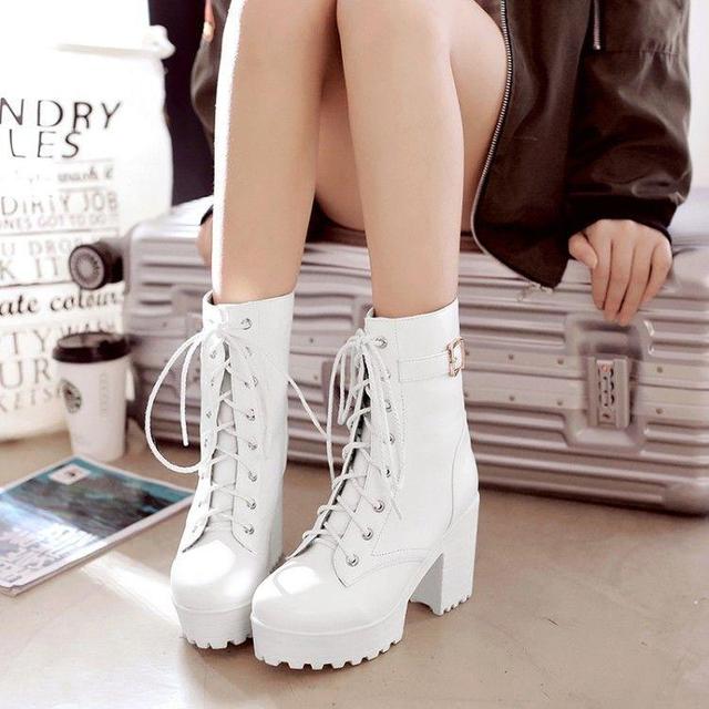 Block-Heel Platform Short Boots Product Image