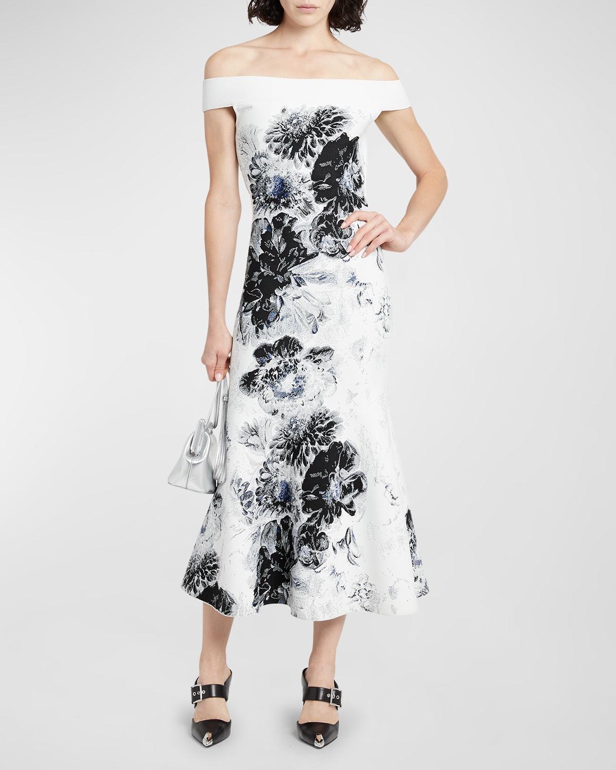 Womens Chiaroscuro Floral Midi-Dress Product Image