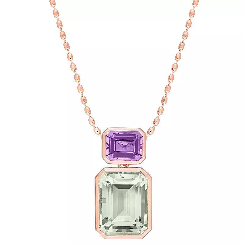 Stella Grace 18k Rose Gold Over Silver Rose de France Amethyst & Green Quartz Pendant Necklace, Womens Pink Tone Product Image