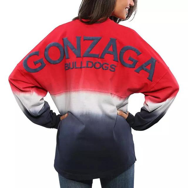 Womens Red Gonzaga Bulldogs Ombre Long Sleeve Dip-Dyed T-shirt Product Image