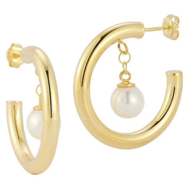 Sunkissed Sterling Freshwater Cultured Pearl Drop Hoop Earrings, Womens, Gold Tone Product Image