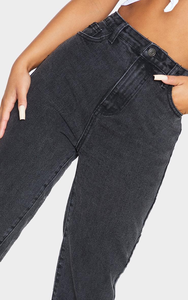 PRETTYLITTLETHING Petite Black High Waist Straight Leg Jeans Product Image