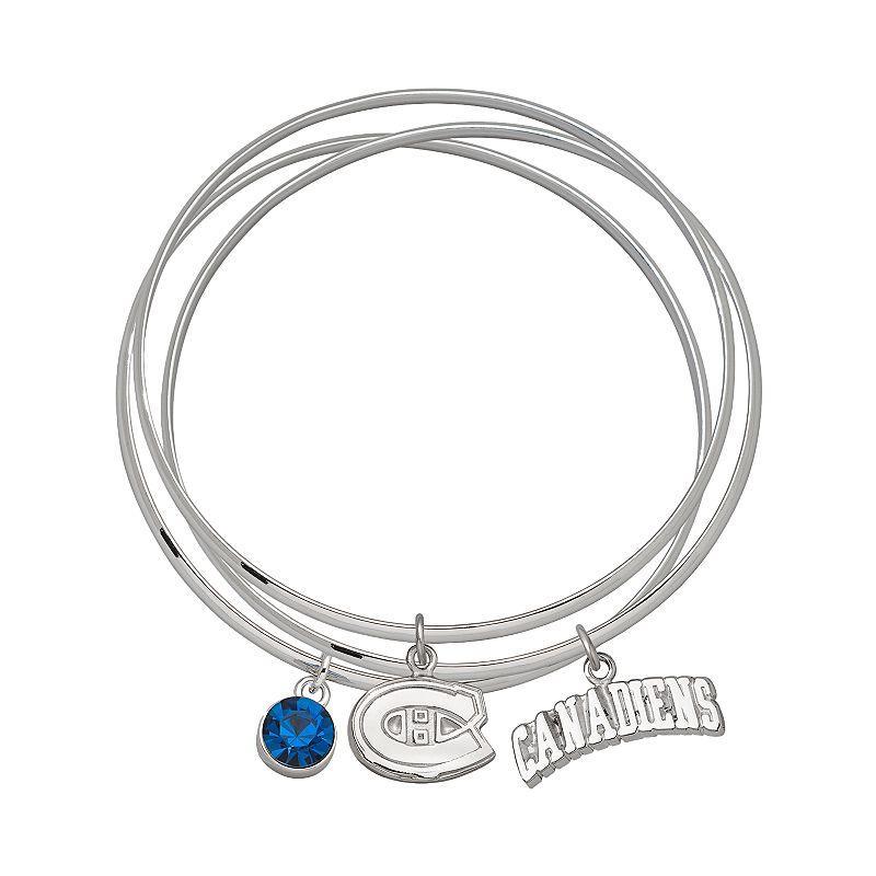 LogoArt Montreal Canadiens Silver Tone Bangle Bracelet Set, Womens Product Image