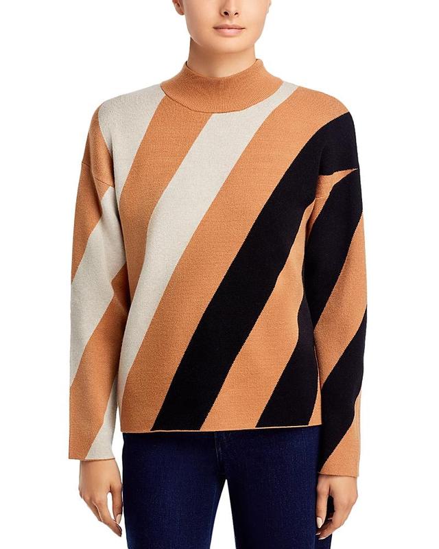 T Tahari Mock Neck Diagonal Stripe Sweater Product Image