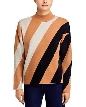 T Tahari Mock Neck Diagonal Stripe Sweater Product Image