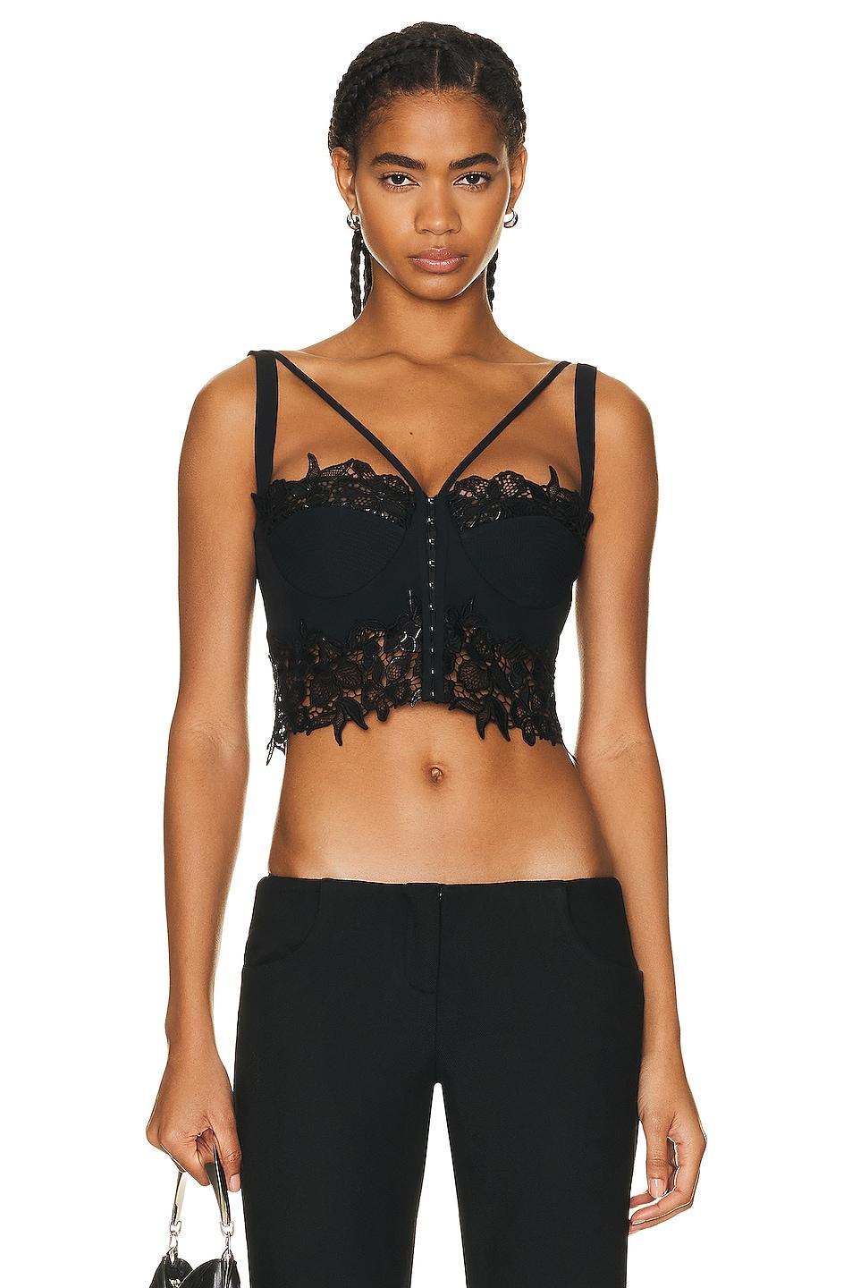 VERSACE Lace Bralette Top in Black Product Image