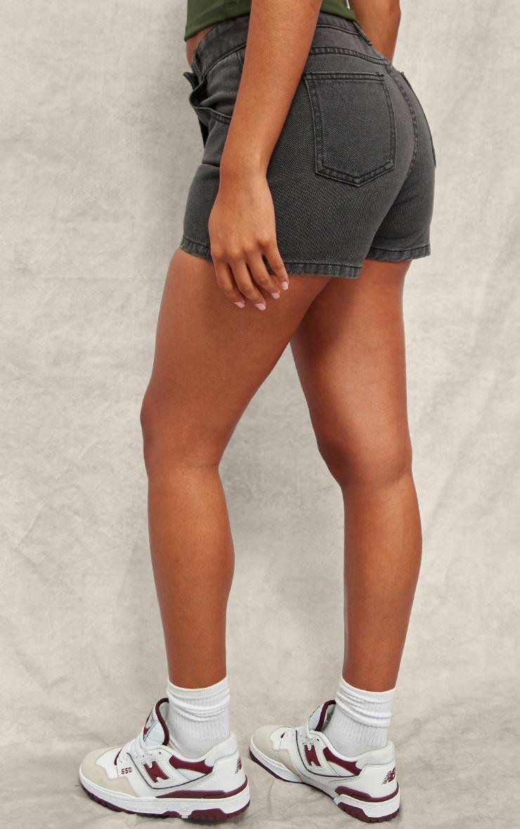 Washed Black Wrap Front Denim Mini Skort Product Image