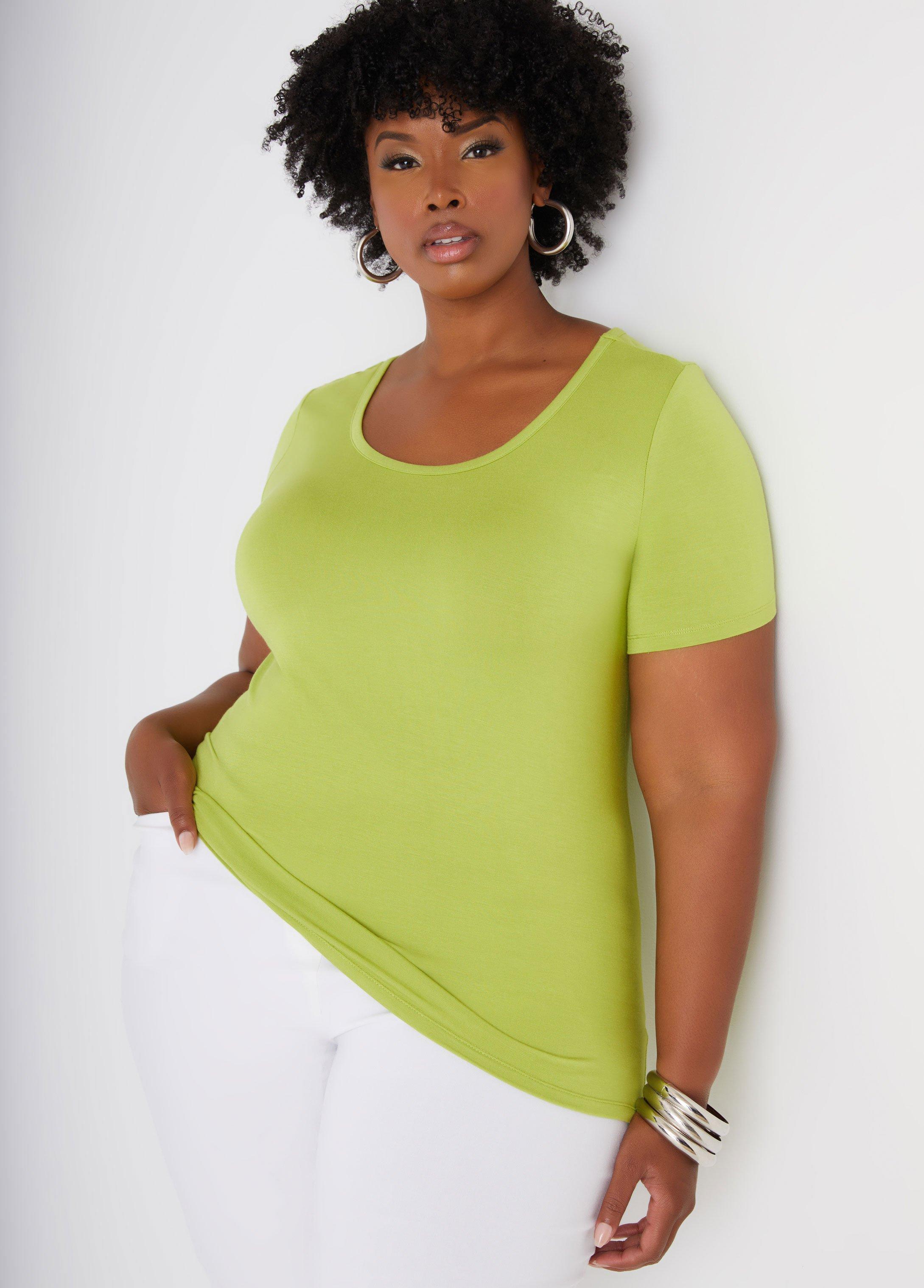 Plus Size Jersey Scoop Neck Tee, - Ashley Stewart Product Image