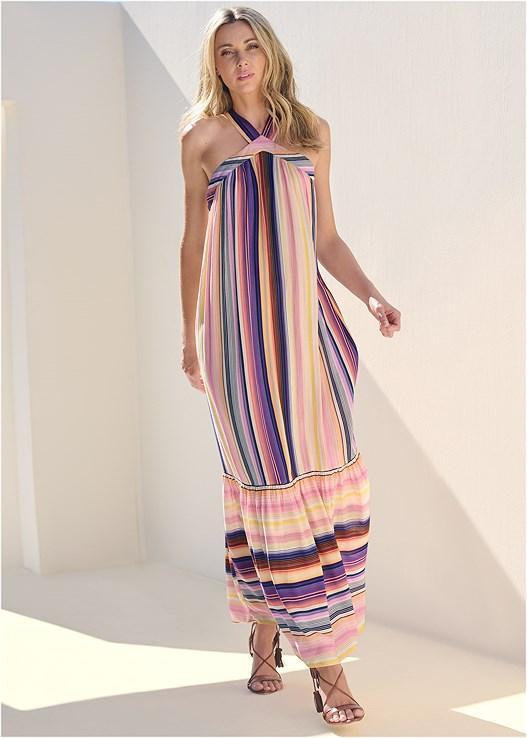 Striped Tiered Maxi Dress Product Image