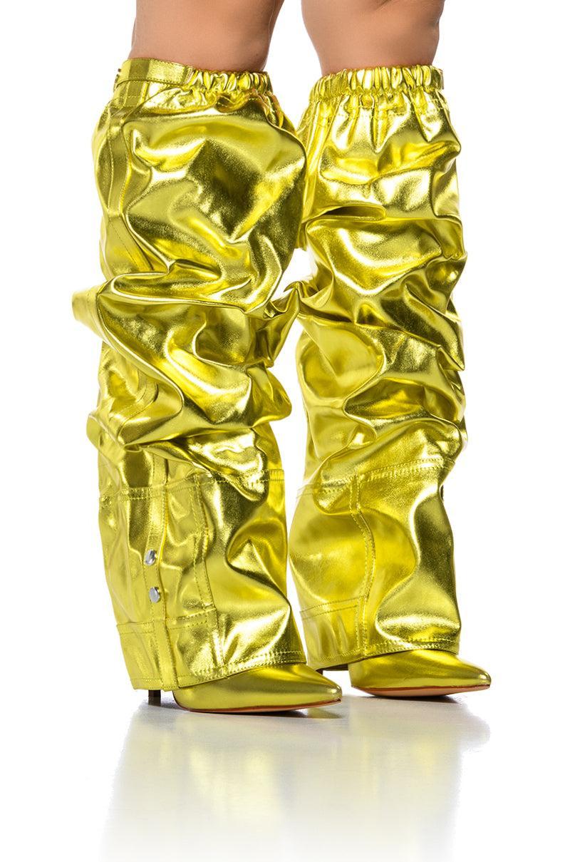 AZALEA WANG SUTTER YELLOW METALLIC PANT LOOK BOOT Product Image