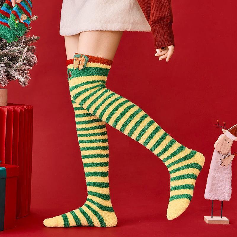 Christmas Cartoon Fleece Over-the-Knee Socks Product Image