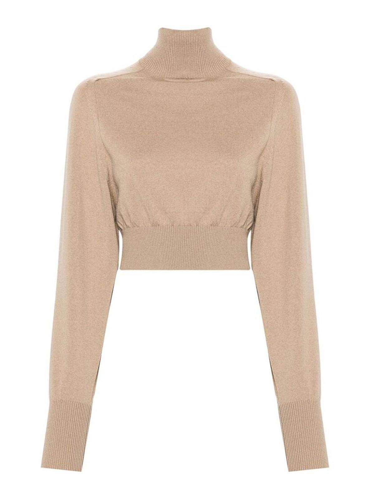 Roll-neck Wool Jumper In Brown Product Image