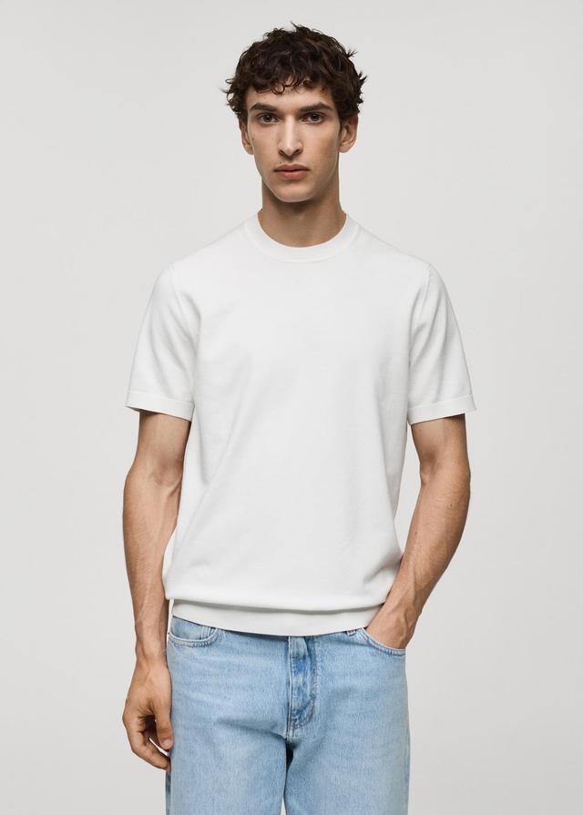 Fine-knit T-shirt - Men | MANGO USA Product Image