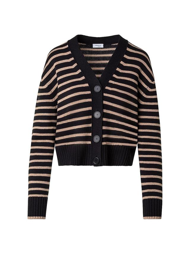 Womens Stripe Wool-Cashmere Cardigan Product Image