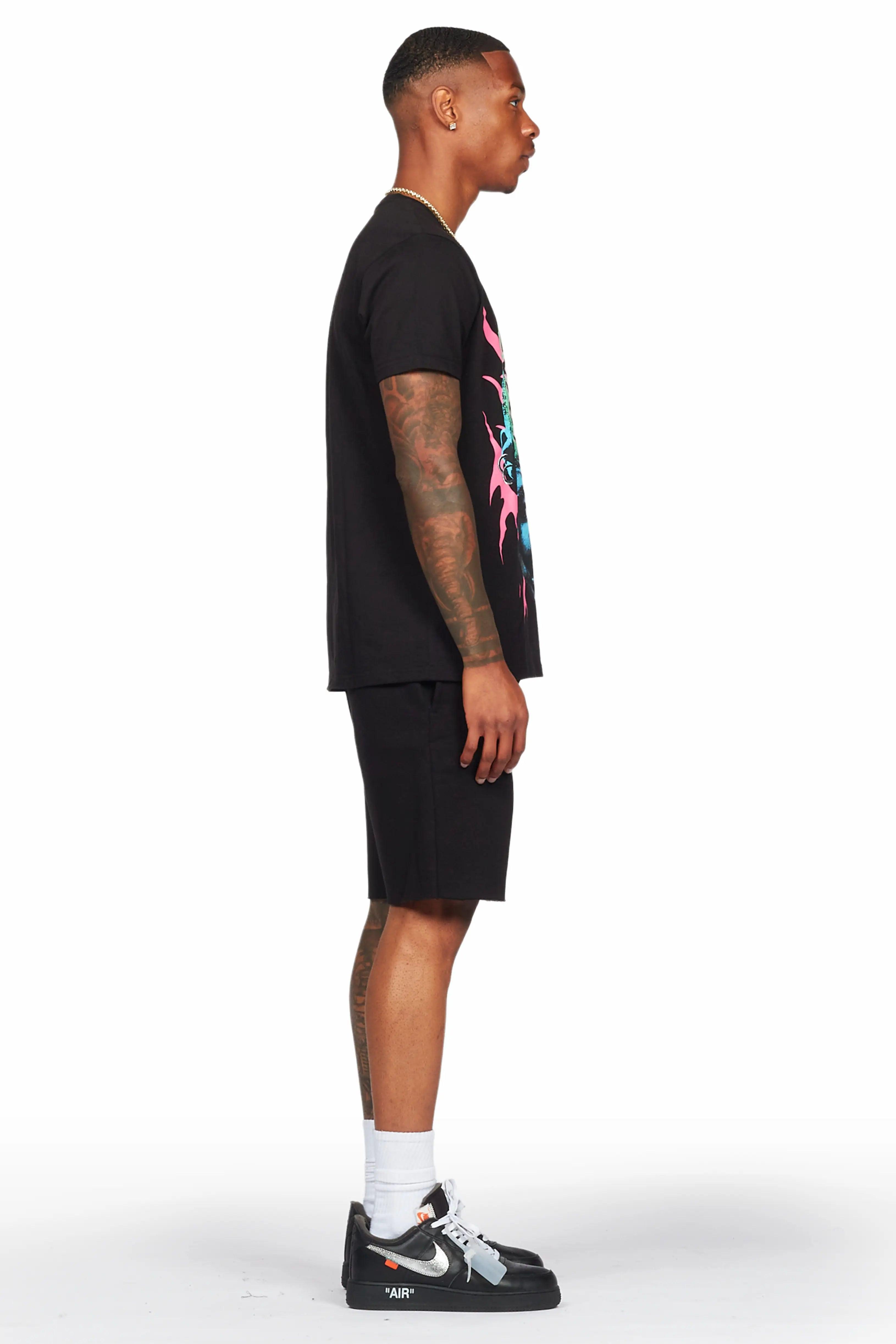 Waves Black T-Shirt/Short Set Male Product Image