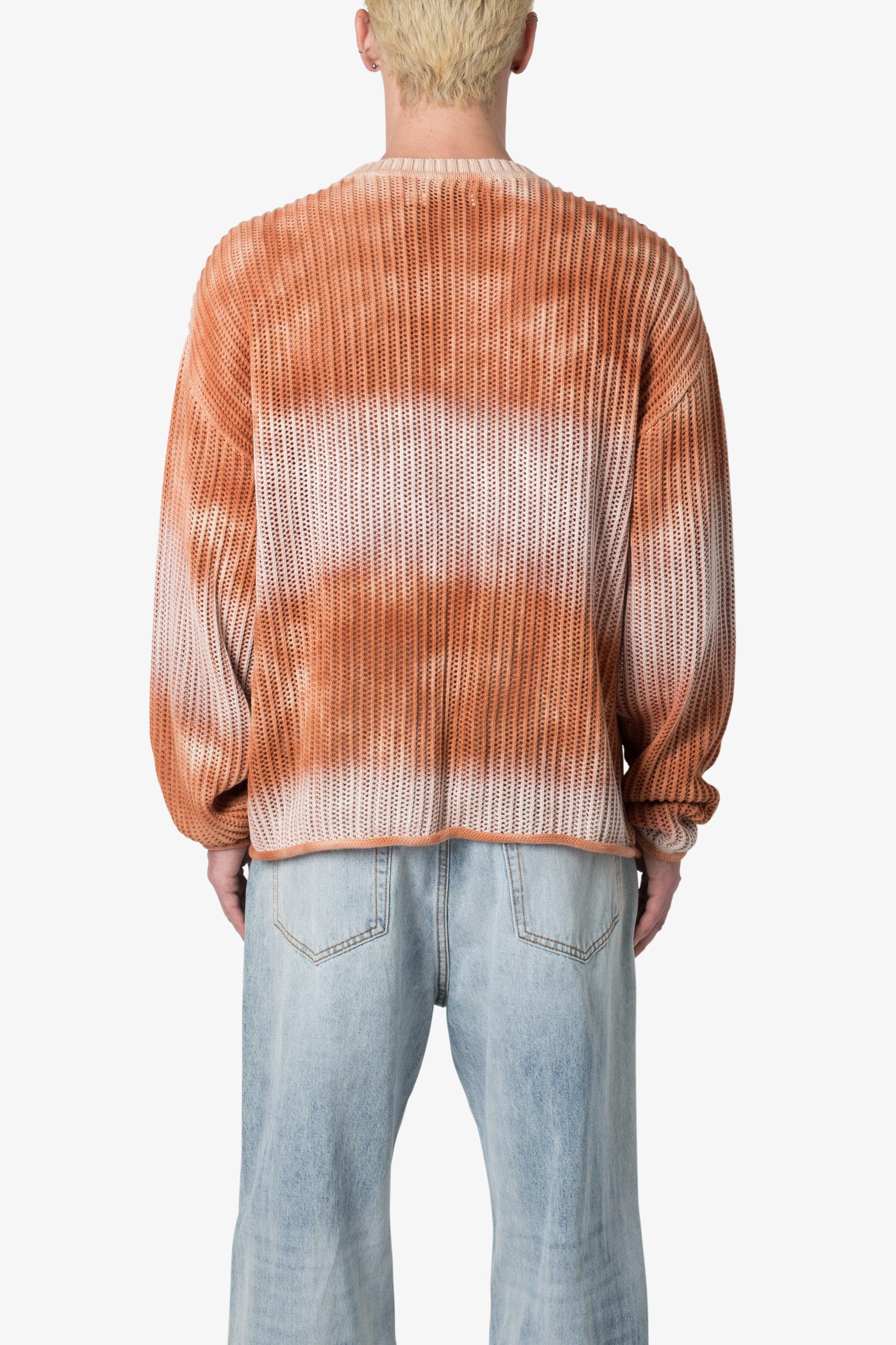 Tie Dye Open Knit Sweater - Orange Product Image