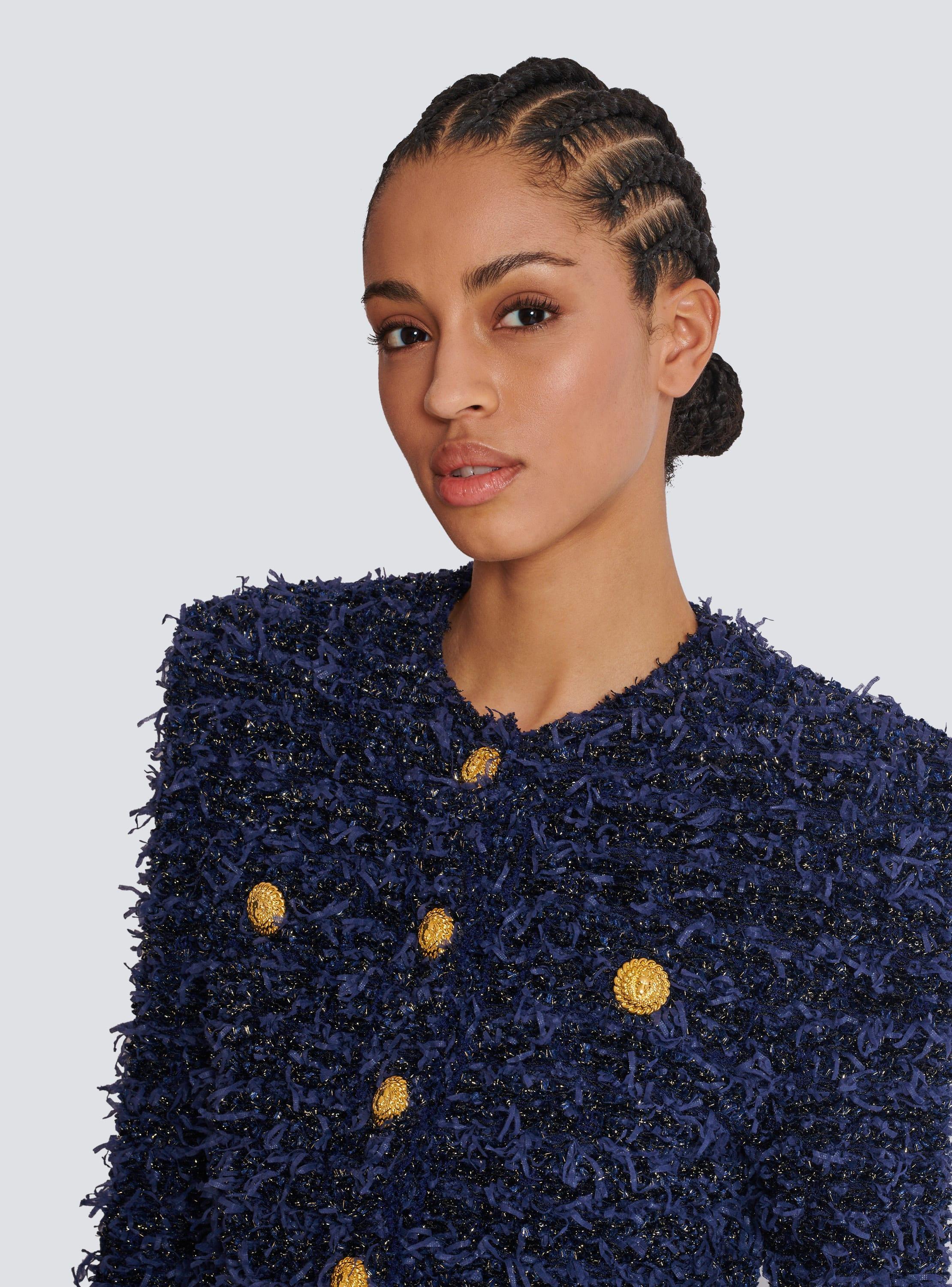 Cropped tweed knit jacket Product Image