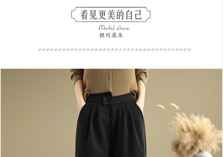 High Waist Asymmetrical Straight Leg Slacks Product Image