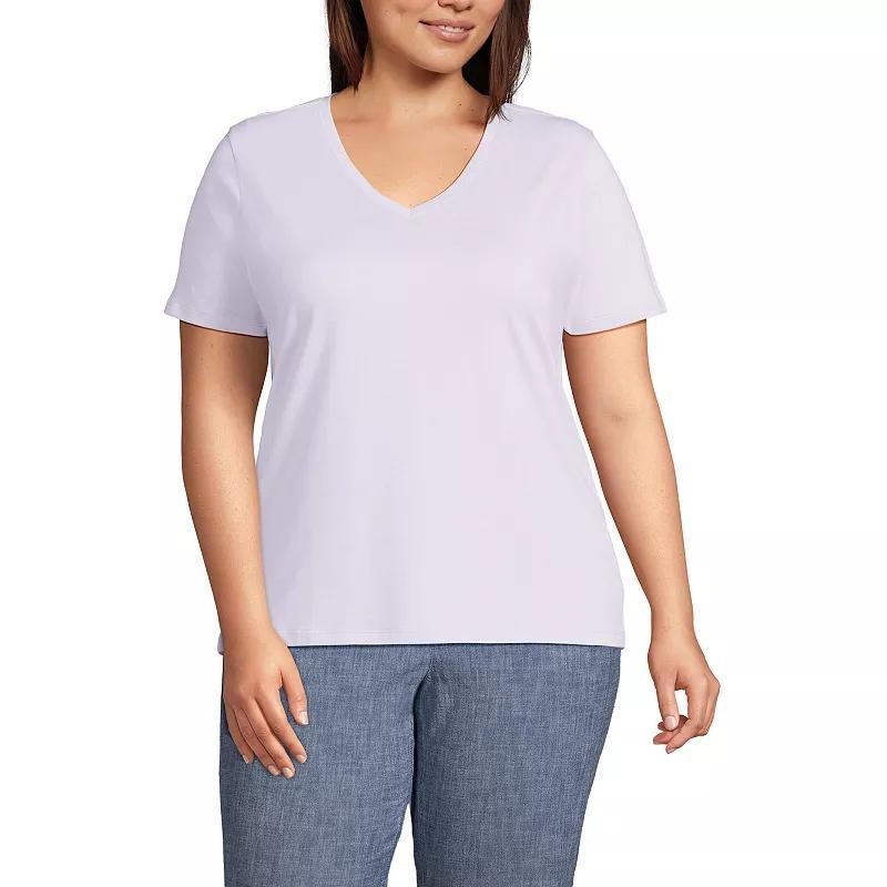 Plus Size Lands End Relaxed-Fit Supima Cotton V-Neck Tee, Womens Soft Brown Product Image