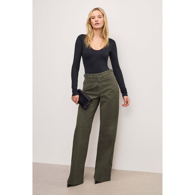 Womens Good Ease Twill Trousers | Fatigue, Size 2 | Good American by Khlo Kardashian Product Image