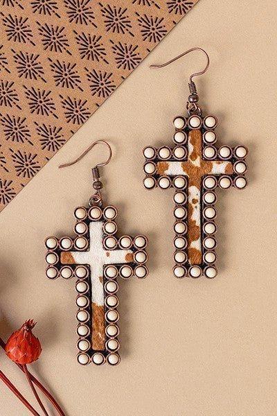 Encased Cross Earrings- 3 Colors Product Image